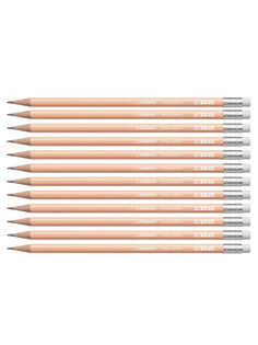 Карандаш чернографитный с ластиком HB STABILO Swano Pastel, 12шт 4908/04-HB