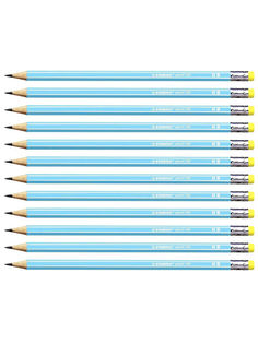 Карандаш чернографитный с ластиком HB STABILO Pencil, 12шт 2160/02-HB