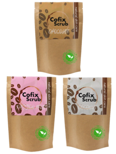 Набор антицеллюлитных кофейных скрабов COFIX SCRUB 3в1 кокос, шоколад, маракуйя по 200 г