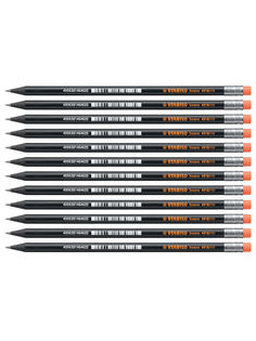 Карандаш чернографитный с ластиком HB STABILO Swano Neon, 12шт 4918/HB-54