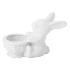 Подставка для яйца Claystreet Воришки Кролик с корзинкой 8,5 см, фарфор, белый