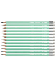 Карандаш чернографитный с ластиком HB STABILO Swano Pastel, 12шт 4908/02-HB