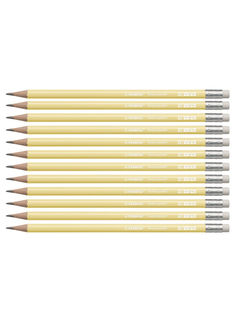 Карандаш чернографитный с ластиком HB STABILO Swano Pastel, 12шт 4908/01-HB