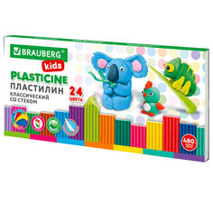 Пластилин Brauberg KIDS классический 24 цвета 480 грамм стек ВЫСШЕЕ КАЧЕСТВО 106437