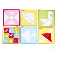 Головоломка IQ-ZABIAKA Танграм, 5 карточек с 10 схемами, по методике Монтессори