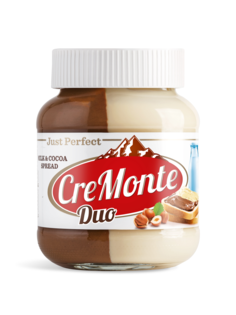 Паста CreMonte Duo шоколадная молочно-ореховая с добавлением какао стекло 400 г