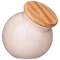 Банка с Деревянной Крышкой Венера Fusion 13,5*13*14 см Пудровая 800 мл Venera