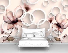 Фотообои флизелиновые Первое Ателье "Круги с цветами" 400х250 см