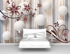 Фотообои Первое Ателье "Белые шары с цветами в бежевых тонах" 300х190 см