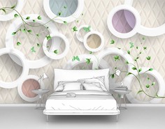 Фотообои флизелиновые Первое Ателье "Кольца с веточками" 160х100 см