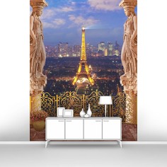 Фотообои ПЕРВОЕ АТЕЛЬЕ "Вид с балкона на ночной Париж и Эйфелеву башню" 200х265 см (ШхВ)