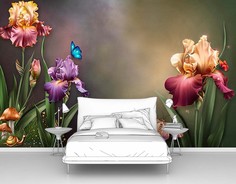 Фотообои флизелиновые ПЕРВОЕ АТЕЛЬЕ "Разноцветные ирисы" 400х250 см (ШхВ)