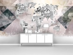 Фотообои флизелиновые Первое Ателье "Континенты из газетных вырезок" 195х100 см