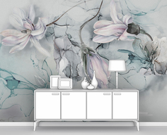 Фотообои ПЕРВОЕ АТЕЛЬЕ "Цветы на поверхности в стиле флюид арт" 140х100 см (ШхВ)