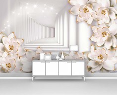 Фотообои ПЕРВОЕ АТЕЛЬЕ "Фарфоровые цветы с золотыми ободками" 160х100 см (ШхВ)