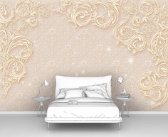 Фотообои флизелиновые Первое Ателье "Завитки на бежевом фоне" 400х265 см