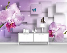 Фотообои флизелиновые ПЕРВОЕ АТЕЛЬЕ "Орхидеи с кубами" 400х250 см (ШхВ)
