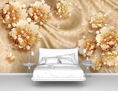Фотообои флизелиновые Первое Ателье "Цветы на парче" 200х125 см