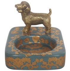 Пепельница Glasar с собачкой фарфор с бронзой 13 х 11 х 10 см ГЛАСАР