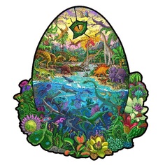 Фигурный деревянный пазл KiddieArt «Мир динозавров», 246 деталей