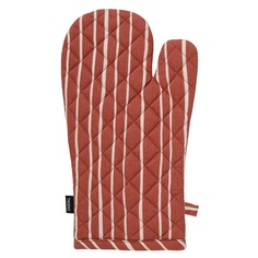Прихватка-варежка из хлопка терракотового цвета с принтом Полоски prairie 33х17,5 см Tkano