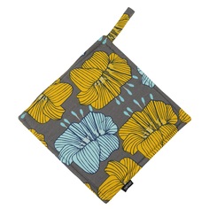 Прихватка из хлопка серого цвета Цветы prairie, 22х22 см Tkano