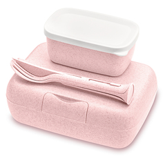 Набор из 2 ланч-боксов и столовых приборов candy ready organic розовый Koziol