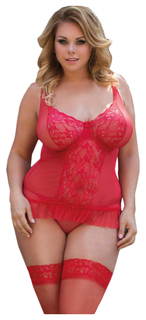 Корсет и трусы с доступом SoftLine Collection Adel, красный, XXXL