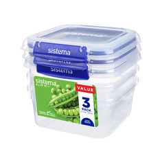 Набор из 3 контейнеров для хранения Sistema Klip It+, 1,15л, пластик