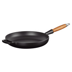 Сковорода с деревянной ручкой Le Creuset Signature 28 см, чугун, черный матовый