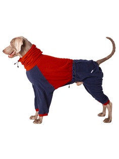 Флисовый комбинезон для собак, цвет красный-синий, размер Д2 Монморанси