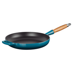 Сковорода с деревянной ручкой Le Creuset Signature 28 см, чугун, лазурь
