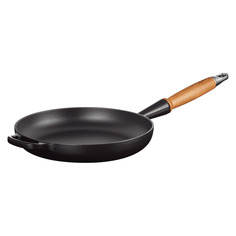 Сковорода с деревянной ручкой Le Creuset Signature 24 см, чугун, черный матовый