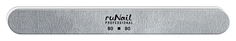 Пилка ruNail для искусственных ногтей закруглённая, 80/80 Серая