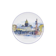 Тарелка декоративная ИФЗ Санкт-Петербург. Поцелуев мост Эллипс 19,5 см, фарфор твердый Императорский Фарфоровый Завод