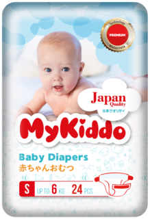 Подгузники MyKiddo на липучках для новорожденных Premium S24 шт M10182