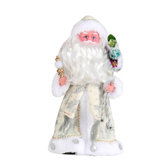 Фигурка Зимнее волшебство Дед Мороз в белой шубке 30 см