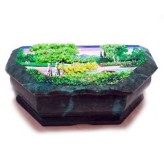 Шкатулка "Летняя пора" из змеевика (17 х 7,5 х 6,5 см) No Brand