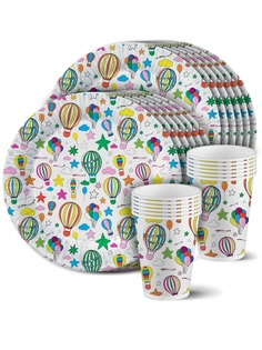 Набор одноразовой посуды ND Play Шарики с обводкой (стакан, тарелка по 12 шт.)