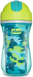 Чашка-поильник Chicco Sport Cup (трубочка), 1 шт., 14м+, 266 мл, зелёный