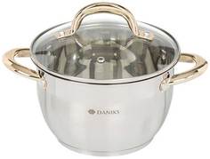Кастрюля с крышкой Daniks Мадрид Gold SD-318G 2.6 л