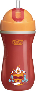 Чашка-поильник Chicco Sport Cup (трубочка), 1 шт., 14м+, 266 мл, оранжевый