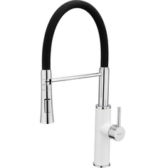 Смеситель для кухни FRAP F4452-8 с гибким изливом, белый/чёрный
