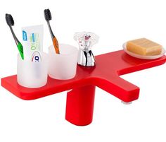 Смеситель для раковины GAPPO G1096-7, в комплект входят 2 стакана и 1 тарелка, красный