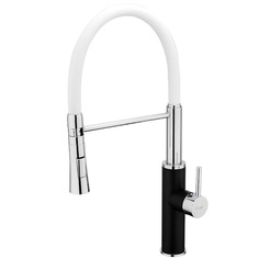 Смеситель для кухни FRAP F4452-7 с гибким изливом чёрный/белый