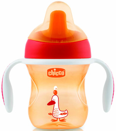 Поильник Chicco Training Cup 6м+, 200 мл, оранжевый