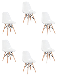 Комплект стульев (6 шт.) TetChair CINDY (EAMES) (mod. 001) металл, пластик, прозрачный