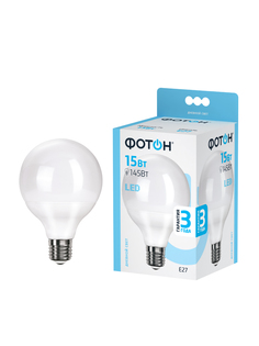 Лампочка светодиодная ФОТОН LED G95 15W E27 4000К для дома, для гостиной комнаты