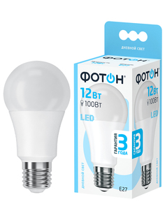 Лампочка светодиодная ФОТОН LED A60 12W E27 4000К для дома, для гостиной комнаты
