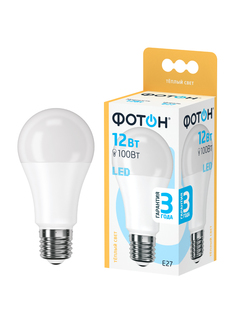 Лампочка светодиодная ФОТОН LED A60 15W E27 3000К для дома, для гостиной комнаты